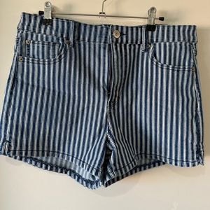American Eagle Mid-Rise Striped Denim Shorts